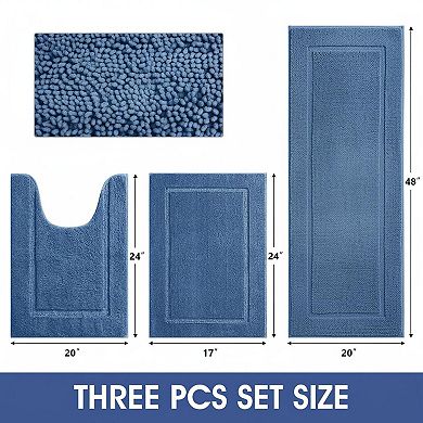 3 Piece Bathroom Rugs Set Ultra Soft Thick Plush Microfiber Absorbent Non Slip Machine Washable