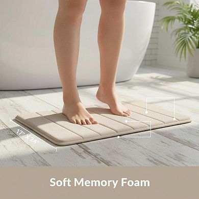 Memory Foam Bath Mat Water Absorbent Non Slip Thick Coralfeel Microfiber Machine Washable