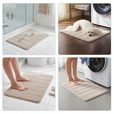 Memory Foam Bath Mat Water Absorbent Non Slip Thick Coralfeel Microfiber Machine Washable