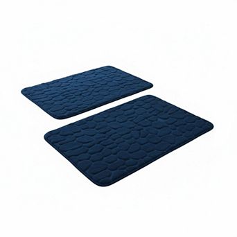 2 pc Memory Foam Bath Rugs Non Slip Water Absorbent Washable Bathroom Mat Set
