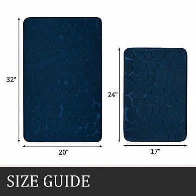 2 Piece Memory Foam Bath Rugs Non Slip Water Absorbent Washable Bathroom Mat Set
