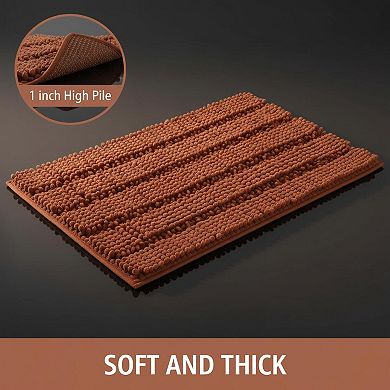 24x17 Chenille Bath Mat Non Slip Ultra Absorbent Quick Dry Machine Washable