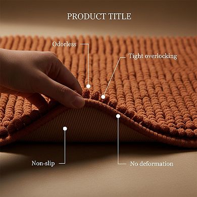 24x17 Chenille Bath Mat Non Slip Ultra Absorbent Quick Dry Machine Washable