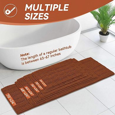 24x17 Chenille Bath Mat Non Slip Ultra Absorbent Quick Dry Machine Washable