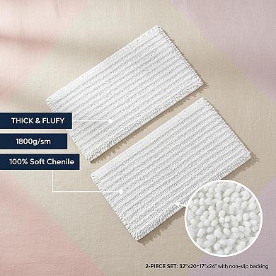 Luxury Chenille Bathroom Rugs Sets 2 Piece Thickened Non Slip Quick Dry Machine Washable