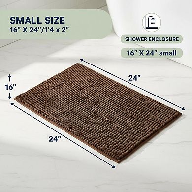 Bathroom Rugs Chenille Soft Short Plush Mat Water Absorbent Quick Dry Machine Washable HMA Backed