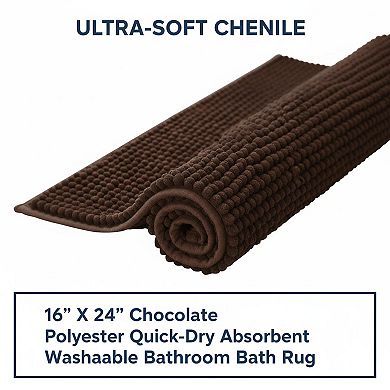 Bathroom Rugs Chenille Soft Short Plush Mat Water Absorbent Quick Dry Machine Washable HMA Backed