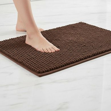 Bathroom Rugs Chenille Soft Short Plush Mat Water Absorbent Quick Dry Machine Washable HMA Backed