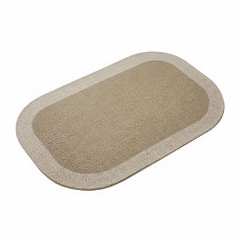 Half Circle Bath Mat Non Slip Thin Quick Dry Absorbent Washable Rubber Backing