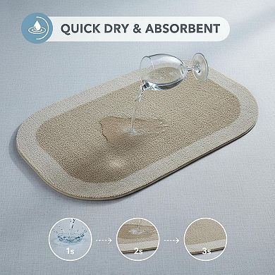 Half Circle Bath Mat Non Slip Thin Quick Dry Absorbent Washable Rubber Backing