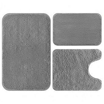 Ultra Soft Microfiber 3 pc Bathroom Rug Set Non Slip Quick Dry Absorbent Machine Washable