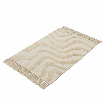 Boho Bath Rug Soft Cotton Tassels Washable Non-slip
