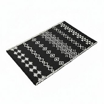 Boho Bath Mat Non Slip Pattern Tassels Absorbent Quick Dry Easy Care Multifunctional