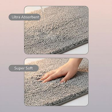 Bathroom Runner Rug Soft Absorbent Non Slip Washable Plush Microfiber Bath Mat