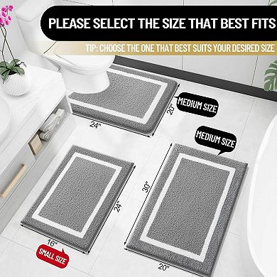 Bathroom Rugs Extra Soft Absorbent Microfiber Non-slip Machine Washable Quick Dry Shaggy Carpet