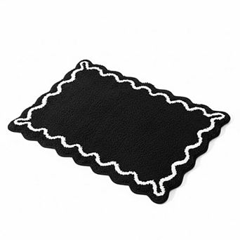 Black Scallop Non Slip Quick Dry Absorbent Microfiber Bath Mat