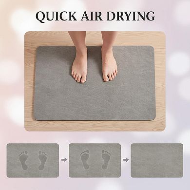 Non Slip Bath Mat Rubber Backing Quick Dry Absorbent Faux Suede Thin Fit Under Door Bathroom Rug