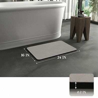 Non Slip Bath Mat Rubber Backing Quick Dry Absorbent Faux Suede Thin Fit Under Door Bathroom Rug