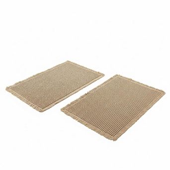 Set Of 2 Waffle Bath Mats Boho Non Slip Washable Super Absorbent Soft Fast Drying Bathroom Rugs