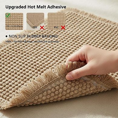 Set Of 2 Waffle Bath Mats Boho Non Slip Washable Super Absorbent Soft Fast Drying Bathroom Rugs