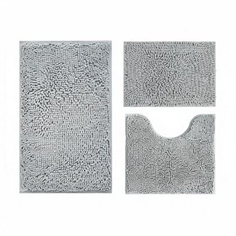 3 pc Bathroom Rugs Set Extra Soft Thick Absorbent Non Slip Machine Washable Plush Mats