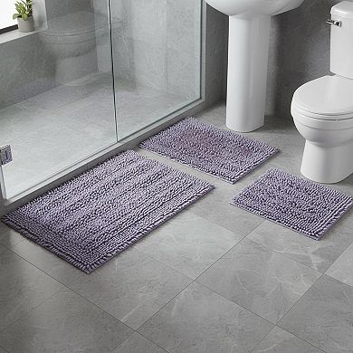 2 Piece Bathroom Rugs Set Shiny Butter Chenille Non Slip Water Absorbent Machine Washable