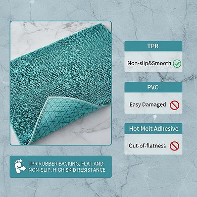 Non-slip Microfiber Bath Mat Quick Dry Machine Washable Absorbent Shaggy Carpet for Bathroom Bedroom