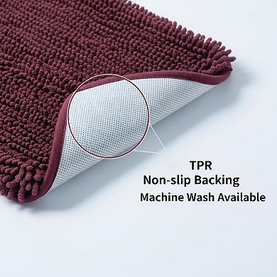 3 Piece Bathroom Rugs Set Ultra Soft Non Slip Chenille Absorbent Bath Mats