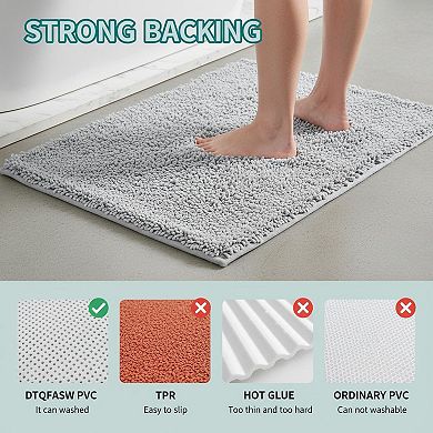 3 Piece Bathroom Rugs Set Extra Soft Absorbent Shaggy Non-slip Chenille Mats