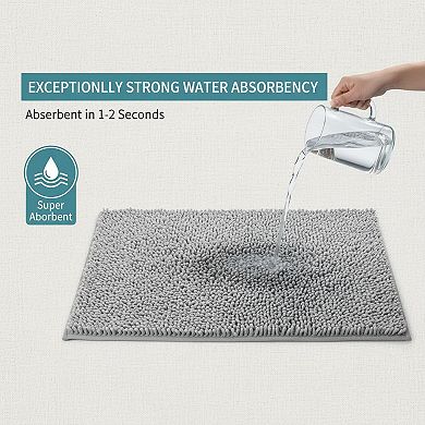 3 Piece Bathroom Rugs Set Extra Soft Absorbent Shaggy Non-slip Chenille Mats