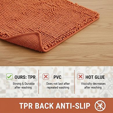 Thick Chenille Bathroom Rug Absorbent Washable Non-slip Plush Soft for Shower Sink