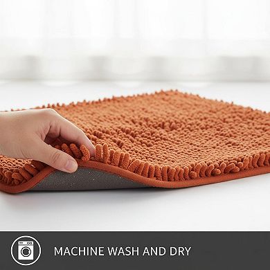 Thick Chenille Bathroom Rug Absorbent Washable Non-slip Plush Soft for Shower Sink