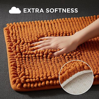 Thick Chenille Bathroom Rug Absorbent Washable Non-slip Plush Soft for Shower Sink