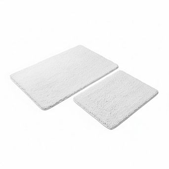 2 pc Bathroom Rug Set Thick Non Slip Absorbent Soft Chenille Machine Washable Quick Dry Mat