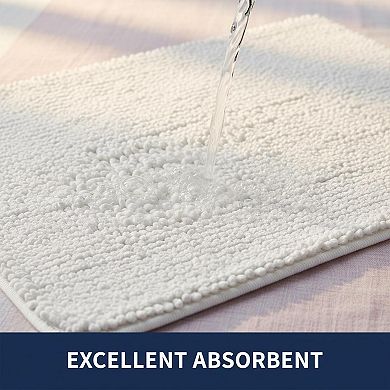 2 Piece Bathroom Rug Set Thick Non Slip Absorbent Soft Chenille Machine Washable Quick Dry Mat