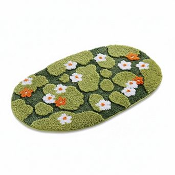 3D Moss Pattern Bathroom Rug Ultra Thick Soft Non Slip Absorbent Washable Multi Purpose
