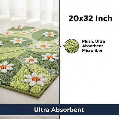 3D Moss Pattern Bathroom Rug Ultra Thick Soft Non Slip Absorbent Washable Multi Purpose