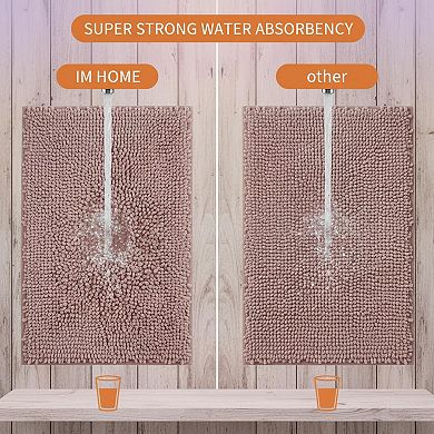 3 Piece Bathroom Rug Set Ultra Soft Thick Absorbent Non Slip Chenille Bath Mats