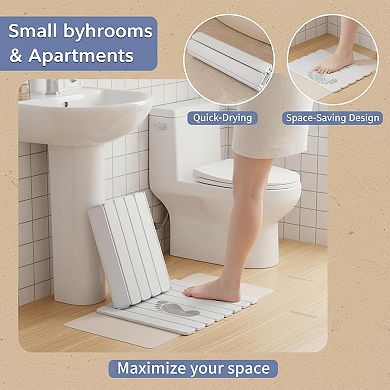 Foldable Diatomaceous Earth Bath Mat Super Absorbent Quick Dry Non Slip Multipurpose