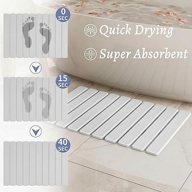 Foldable Diatomaceous Earth Bath Mat Super Absorbent Quick Dry Non Slip Multipurpose