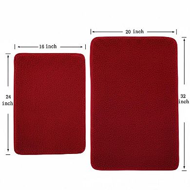 2 Piece Bathroom Rugs Mats Set Soft Microfiber Absorbent Non-slip Machine Washable Multi-purpose