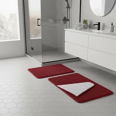 2 Piece Bathroom Rugs Mats Set Soft Microfiber Absorbent Non-slip Machine Washable Multi-purpose