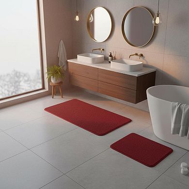 2 Piece Bathroom Rugs Mats Set Soft Microfiber Absorbent Non-slip Machine Washable Multi-purpose