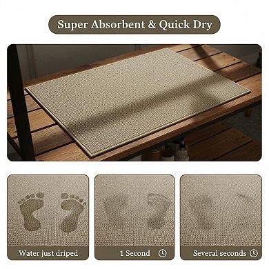 Ultra Thin Non Slip Bath Mat Quick Dry Rubber Backing Washable Absorbent