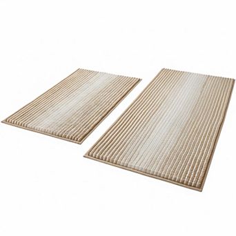 2 pc Chenille Bath Mat Set Thick Absorbent Non Slip Soft Shaggy Machine Washable