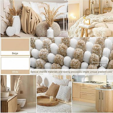 2 Piece Chenille Bath Mat Set Thick Absorbent Non Slip Soft Shaggy Machine Washable