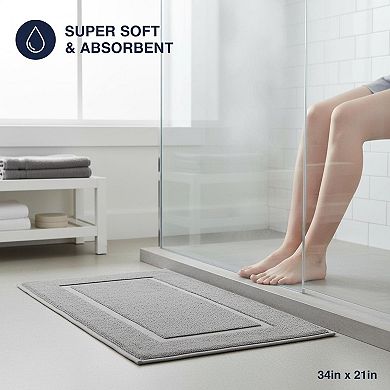 2-Piece Cotton Bath Mat Set Soft Absorbent Reversible Quick-Dry