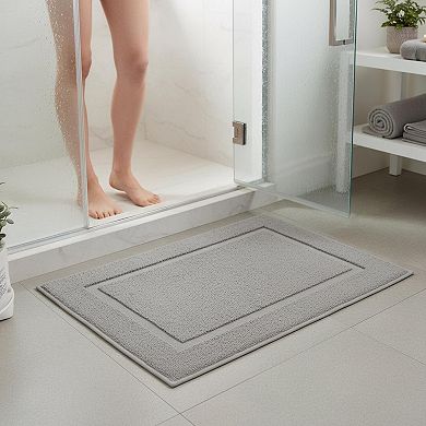 2-Piece Cotton Bath Mat Set Soft Absorbent Reversible Quick-Dry