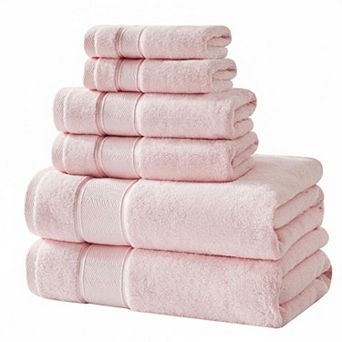 6 pc Cotton Bath Towel Set Highly Absorbent Soft 650 GSM