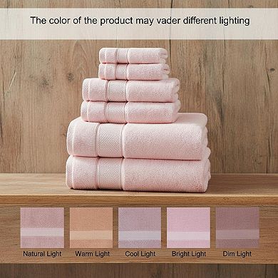 6-Piece Cotton Bath Towel Set Highly Absorbent Soft 650 GSM